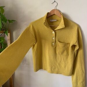 EVERLANE // Polo Crop Sweater in Golden Yellow